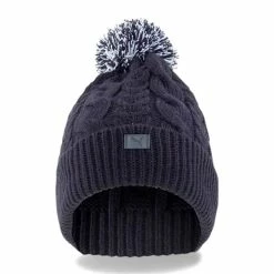 Puma Ladies Cable Pom Beanie Navy Blazer - Bright White -Golf Accessories Sales Store 024218001 2 L