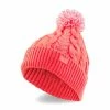 Puma Ladies Cable Pom Beanie Pink - White