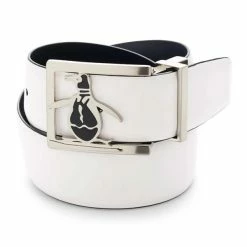 Original Penguin Gents Reversible Leather PB Belt White 100