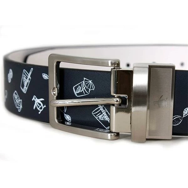 Original Penguin Gents Leather Print Belt NS Navy 410 4 Original Penguin Gents Leather Print Belt NS Navy 410 - Image 2
