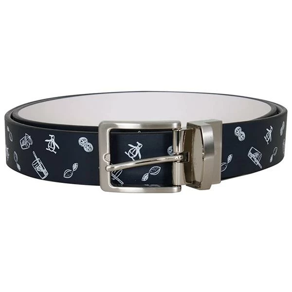 Original Penguin Gents Leather Print Belt NS Navy 410 3 Original Penguin Gents Leather Print Belt NS Navy 410
